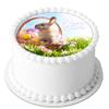 Cute Bunny Rabbit Happy Easter 7.5 inch Circle on Decor Icing Sheet Edible Cake Topper - Perfect for Decorating Larger Cakes view 1