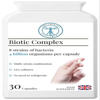 Complementary Supplements | Biotic Complex | 8 Strain Probiotic | 4 Billion Bio-Active Organisms per Capsule | Vegetarian | 30 Capsules