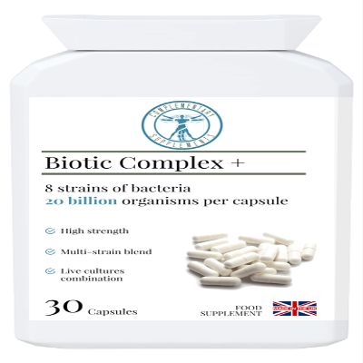 Complementary Supplements - BIOTIC Complex+ 20 Billion CFU Probiotic 8 Strain Practitioner Strength Gut Support Acid & Bile Resistant Vegan Capsules 30 Count
