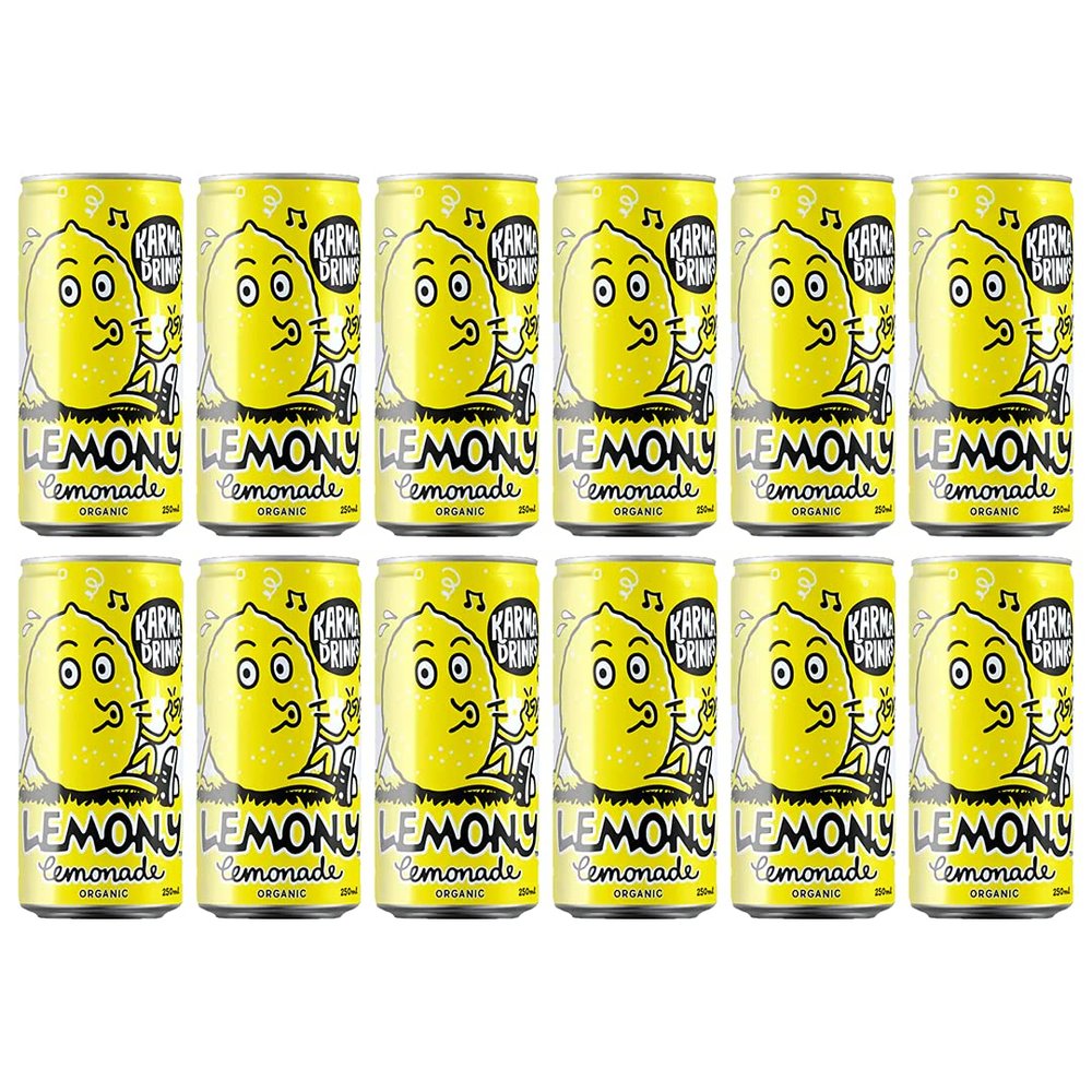 Karma Cola Organic Lemony Lemonade Fairtrade Fizzy Drink Cans 250ml (24 Pack)