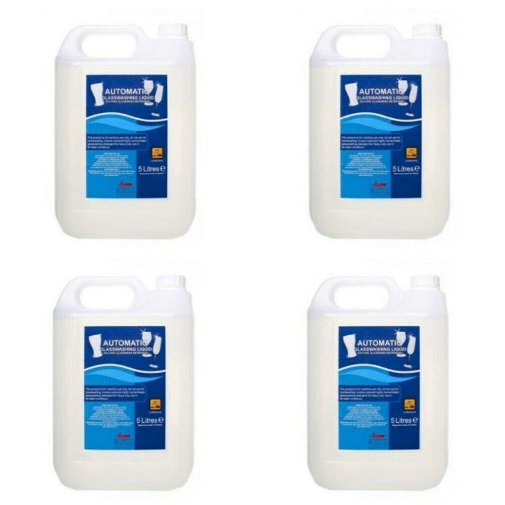 We Can Source It Ltd - Automatic Glasswash Machine Liquid Cleaner - Professional Streak Free Glass Washer Detergent for Bars, Restaurants, Hotels and Commercial Catering - 5 Litre Bottle (Pack of 4)