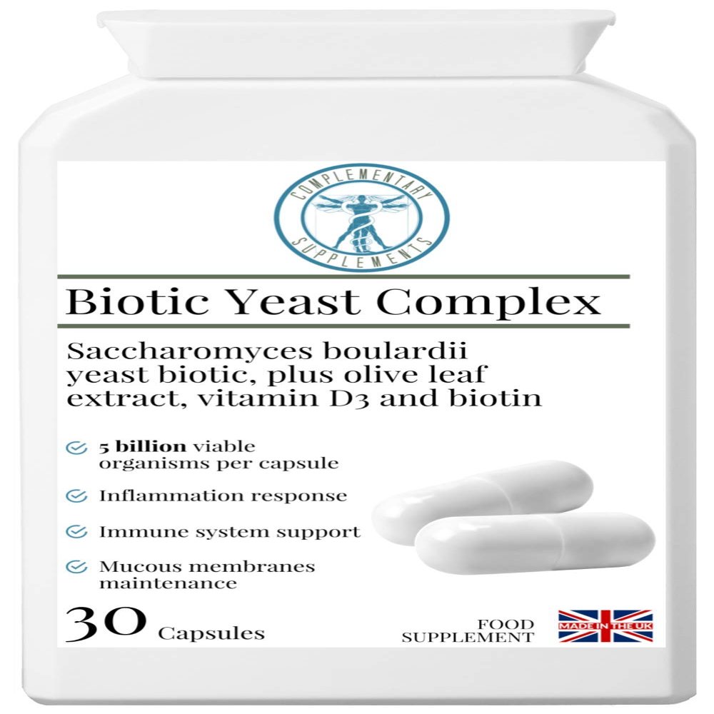Complementary Supplements - Biotic Yeast Complex with Saccharomyces Boulardii - Probiotic Yeast Balance Formula - Immune System Support + Vitamin D, Olive Leaf Extract, Biotin - 30 Capsules