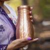 CopperKing Pure Copper Hammered Pitcher with Inbuilt Tumbler | Ayurvedic Solid Copper Water Bottle Drinking Jar with Glass | Best Use for Office, Bedroom, Dining Table Pot - 37oz / 1100 ML / 1.1 Liter view 2