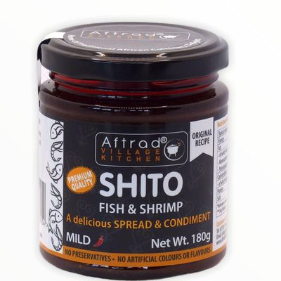 Aftrad Village Kitchen MILD 180g - A Ghanaian Chilli Sauce Made with Smoked Fish & Shrimps. A Delicious Condiment for All Cooked Meals. It can be Used as dips, Spreads and in sauces.
