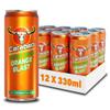 Carabao Energy Drink Orange Blast, 12 x 330ml Cans Case, Low Calorie, Lower Sugar, Fizzy Fruit Flavour, Vegan, Gluten Free Drink, B Vitamins, Taurine, Caffeine with Zero Crash, Bulk Crates, Multipack view 1