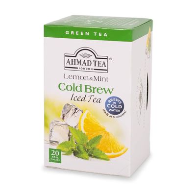 Ahmad Tea Lemon & Mint Cold Brew | Green Tea - 20 Teabag Sachets