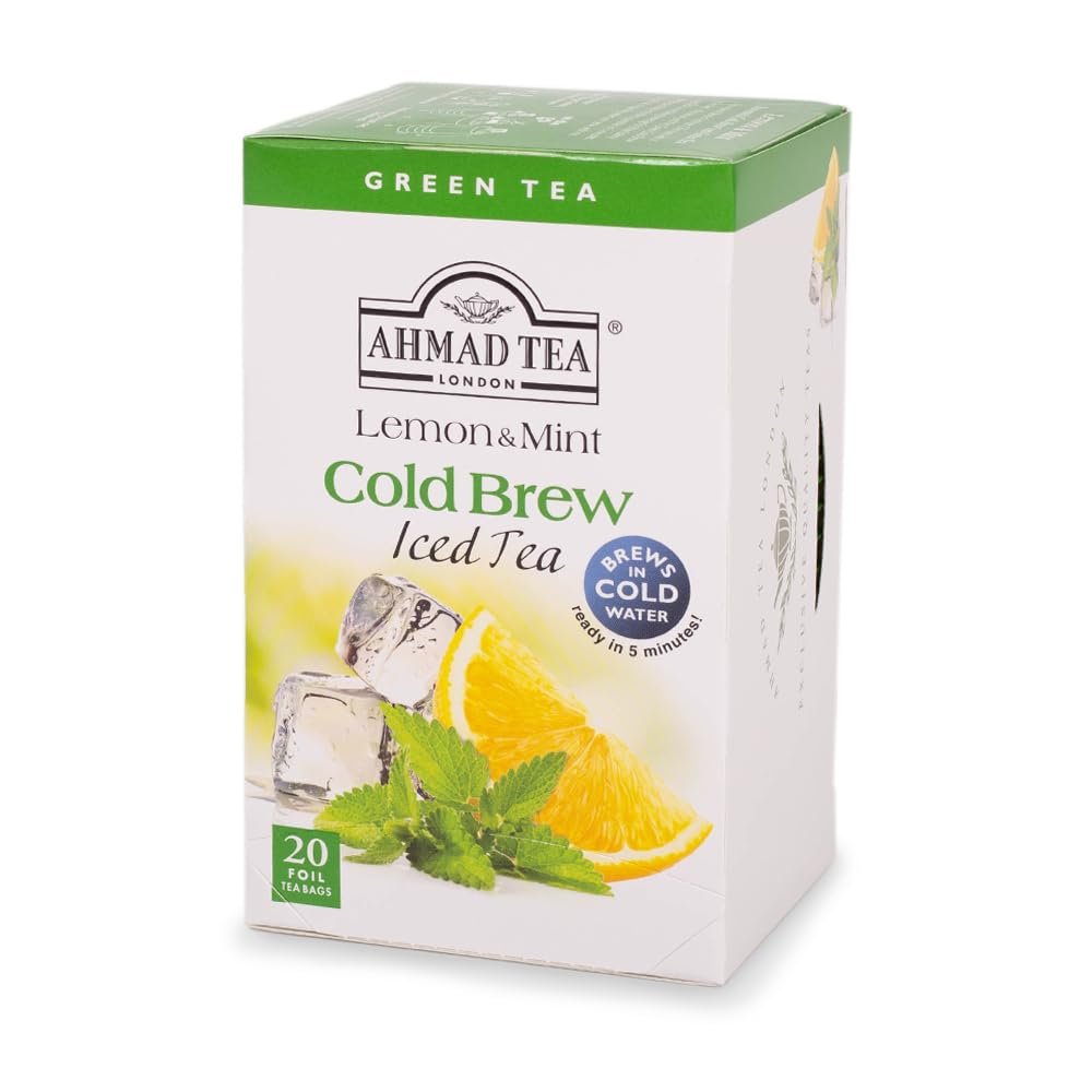 Ahmad Tea Lemon & Mint Cold Brew | Green Tea - 20 Teabag Sachets