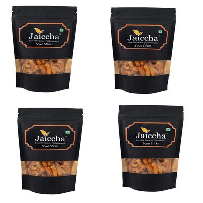 Jaiccha Ghasitaram Namkeen - Pack of 4 SOYA Sticks 100 GMS in Black Paper Pouch
