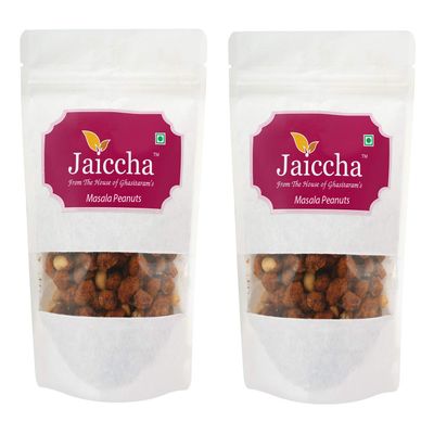 Jaiccha Ghasitaram Namkeen - Masala Peanuts 400 GMS in White Paper Pouch