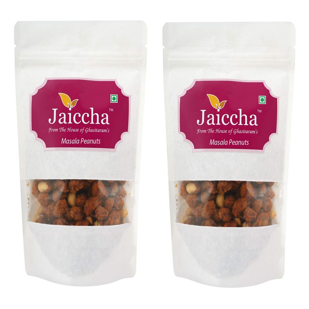 Jaiccha Ghasitaram Namkeen - Masala Peanuts 400 GMS in White Paper Pouch