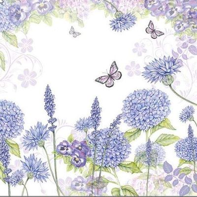 20 Napkins Wild Flowers in Lilac as Table Decoration with Flowers for Spring and Summer 33 x 33 cm
