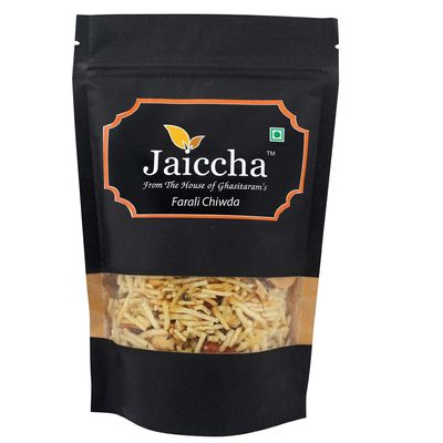 Jaiccha Ghasitaram Holi Gifts Holi Namkeen - Farali Chiwda 200 GMS in Black Paper Pouch