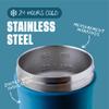 BlenderBottle Strada Shaker Cup Insulated Stainless Steel Water Bottle with Wire Whisk, 24-Ounce, Blue view 3