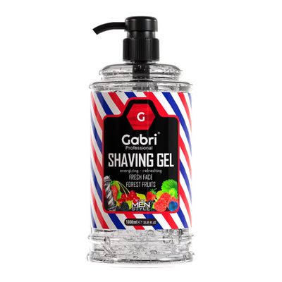 Gabri Shaving Gel 1000ml, Transparent, No Foam, Ultra Sensitive Shaving Gel for Men, Moisturizing, Soothes, Protects, Clean Skin, Professional Barbers, Berry Fresh Shave (Forest Fruits)