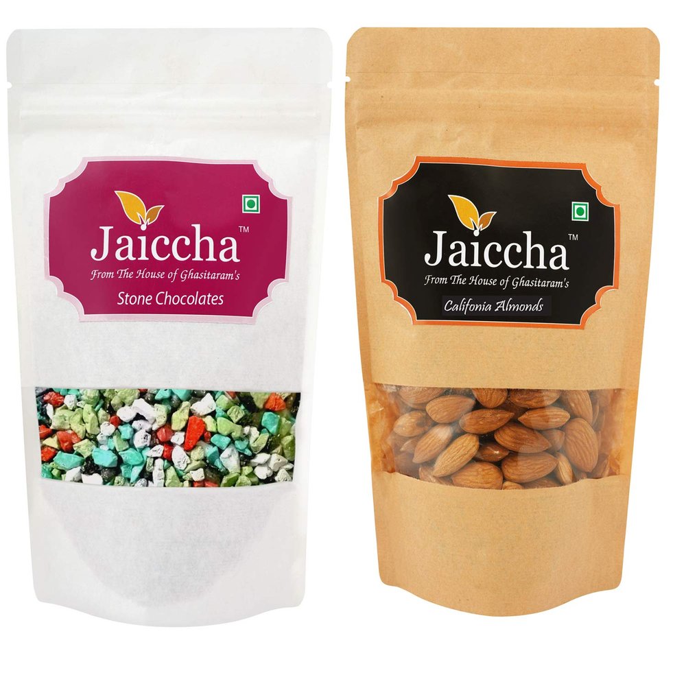 Jaiccha Ghasitaram Pack of 2 Stone Chocolate and Almond Pouches 200 GMS