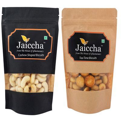 Jaiccha Ghasitaram Pack of 2 Cashew Shaped Biscuits and Tea Time Biscuits