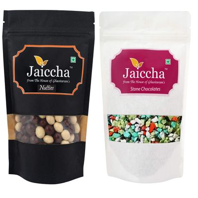 Jaiccha Ghasitaram Pack of 2 Nutties and Stone Chocolate Pouches 400 GMS