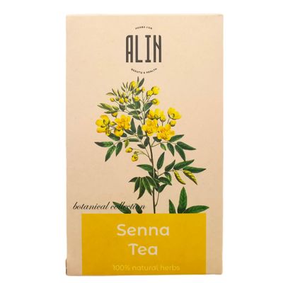ALIN Senna Leaf Herbal Tea 4x20 Bags, 80 Count, Caffeine Free, Natural, Vegan, Digestion Support