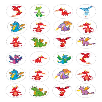 24 Dragons edible kids childrens party decorations Iced Cake Toppers Icing Cupcake Topper Fairy Cake Bun Frosting Round