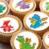24 Dragons edible kids childrens party decorations Iced Cake Toppers Icing Cupcake Topper Fairy Cake Bun Frosting Round view 2