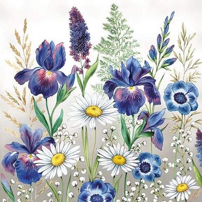 20 Napkins Mixed Meadow Flowers Table Decoration with Flowers for Spring and Summer 33 x 33 cm