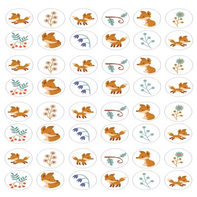 cdb 48 Foxes and flowers style edible party decorations on Iced Icing CupCake Toppers Cake frosting fondant