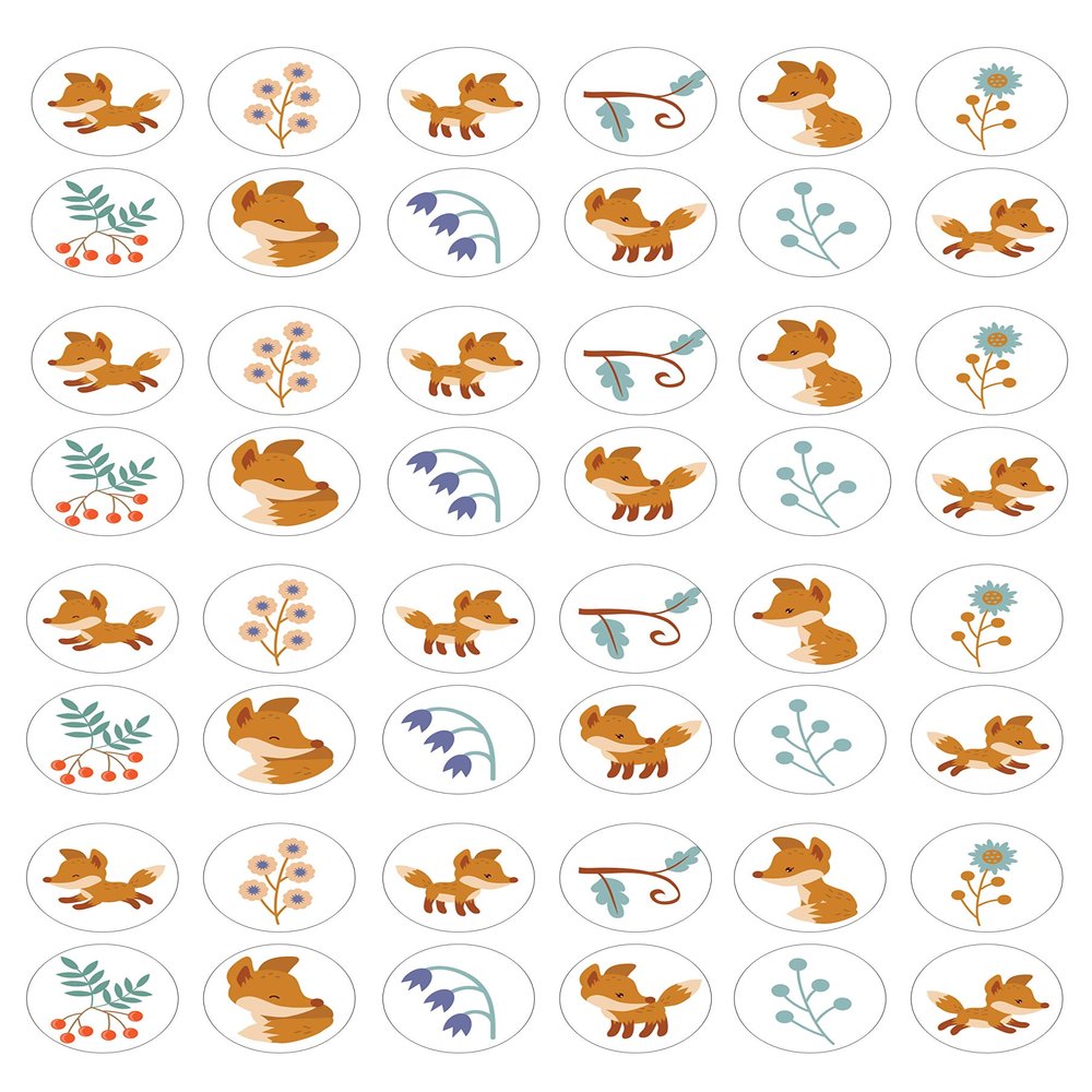 cdb 48 Foxes and flowers style edible party decorations on Iced Icing CupCake Toppers Cake frosting fondant