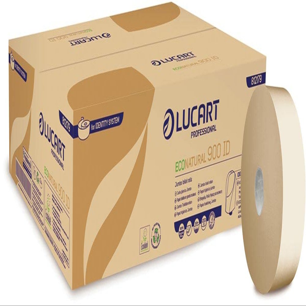 Lucart Econatural 900 Sheet 2-Ply ID Toilet Roll for Identity Systems Toilet Roll Dispenser - Pack of 12