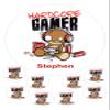 cdb Gamer Gaming edible Round 7.5 inch + 8 Iced Cake Toppers on Icing / Fondant / Frosting Sheet view 1