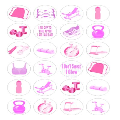 24 Gym Girls edible Iced Icing CupCake Toppers