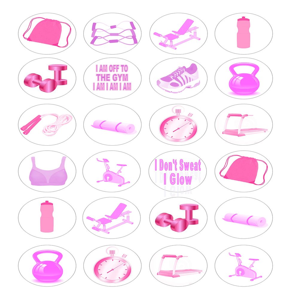 24 Gym Girls edible Iced Icing CupCake Toppers