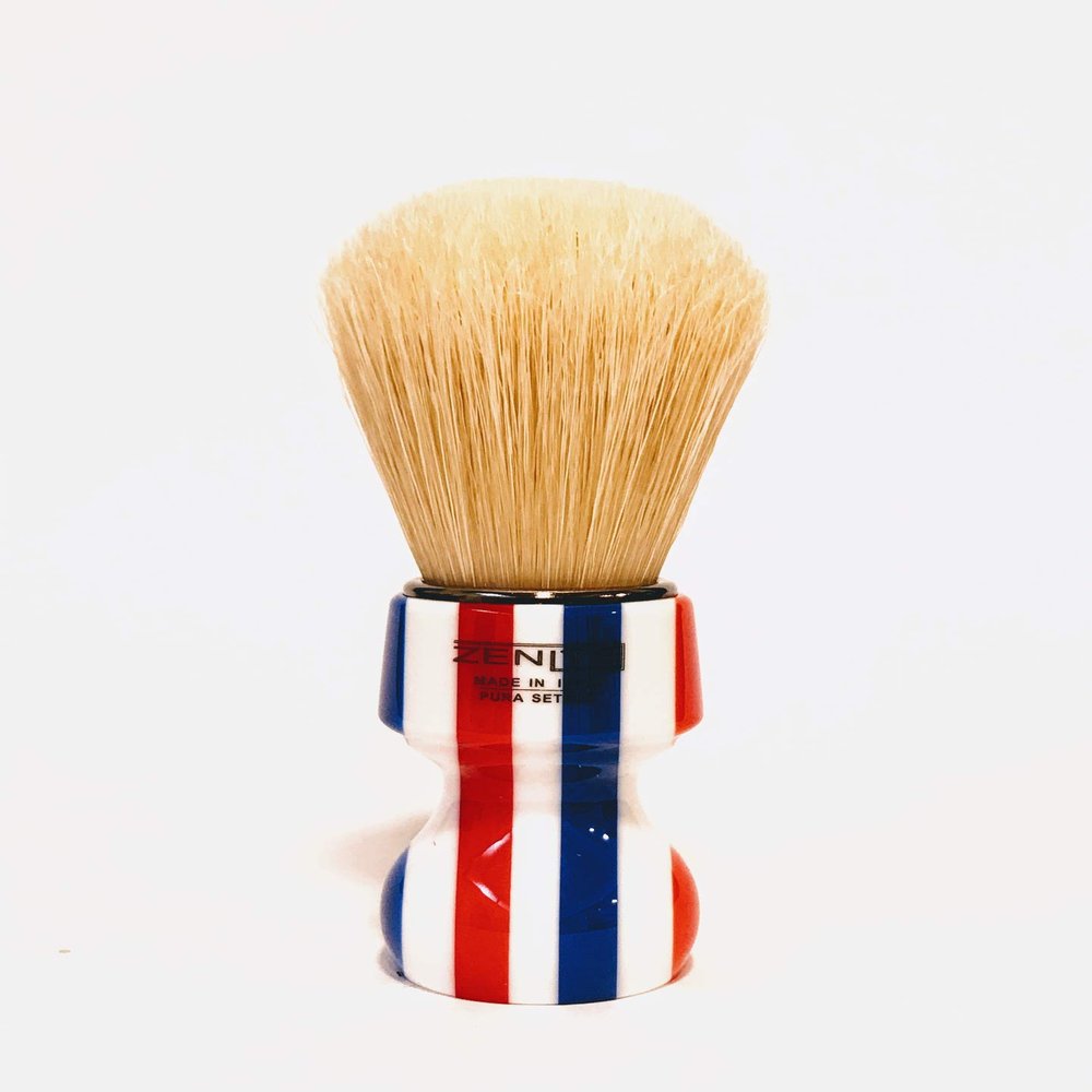 Zenith Barber Pole Shaving Brush with Pure Natural Bristles - Made in Italy