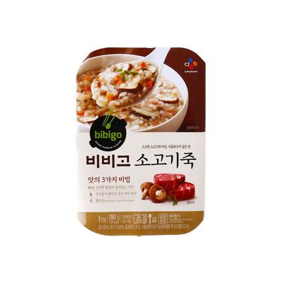 Bibigo Korean Beef Rice Porridge, Microwaveable, 2 Pack (280g x 2)