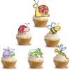 12 edible Insects Bugs kids childrens party decorations Standing Cupcake Cake Toppers Wafer Rice Card view 1
