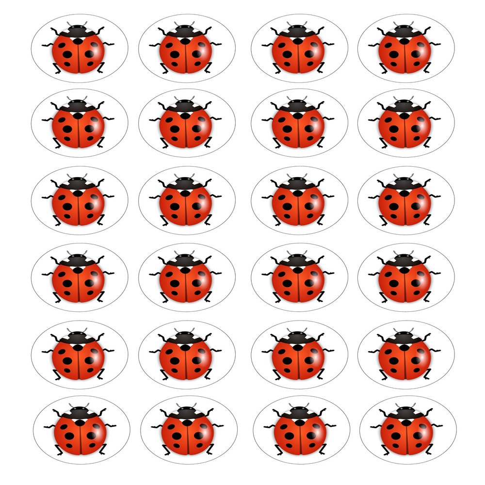 24 Ladybird edible Wafer Card rice paper pre cut Cupcake Toppers Cake