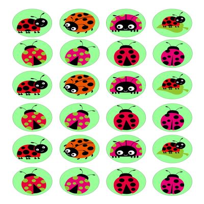 cdb 24 Ladybug edible Iced Icing CupCake Fairy Cake Toppers