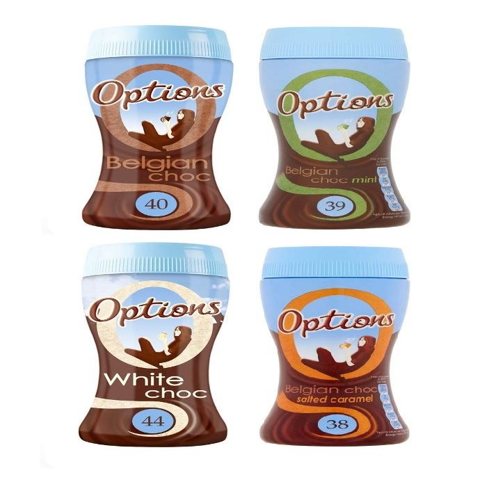 Options Instant Mint Belgian White Salted Caramel Chocolate (Mix, 220g Pack of 4)