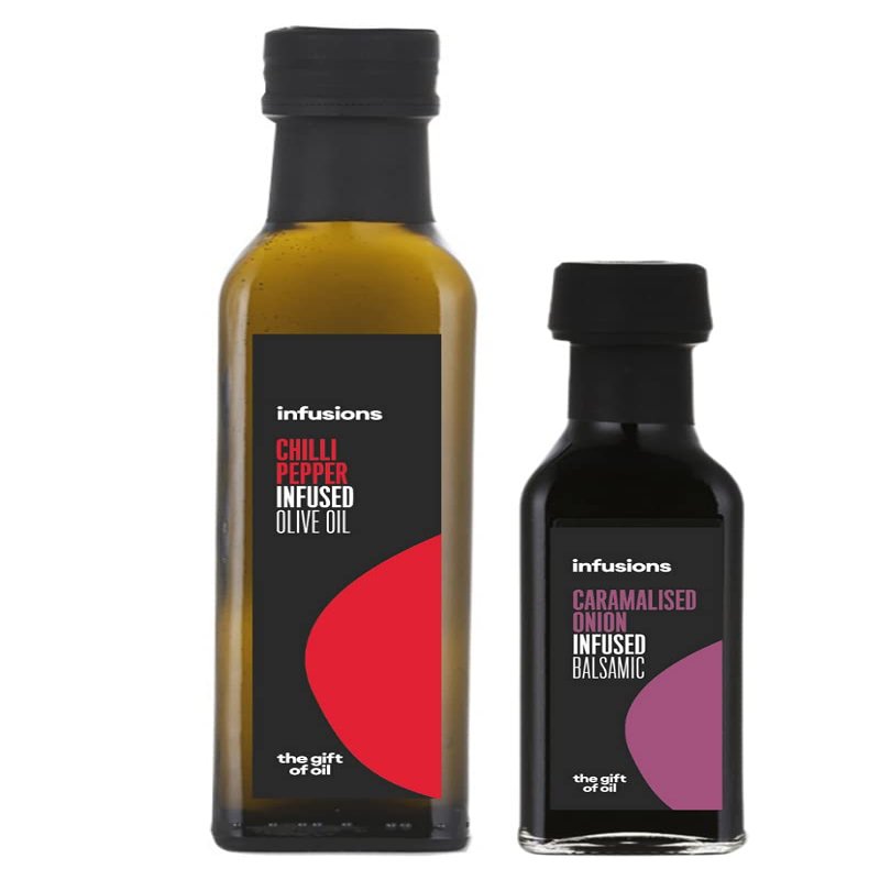 25Oml Chilli Pepper Oil Paired with 100ml Caramelised Onion Balsamic