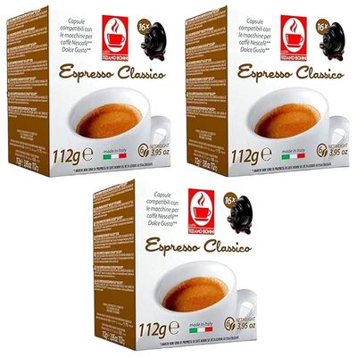 Bonini Dolce Gusto Compatible Espresso Classico Coffee Pods (Pack of 3, Total 48 pods)