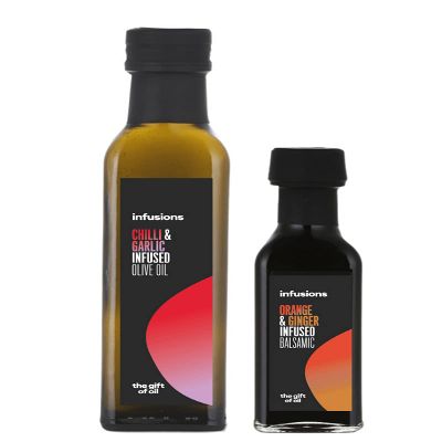 250ml Chilli & Garlic Oil Paird with 100ml Orange & Ginger Balsamic