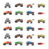 The Cake Decorators Boutique 24 Monster Trucks cartoon style edible Iced Icing CupCake Toppers view 1