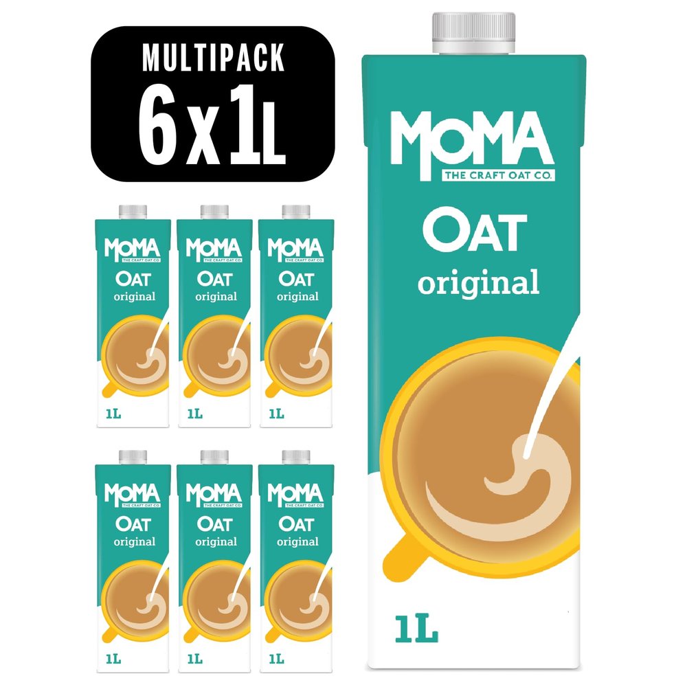 MOMA Original Oat Drink - 6 x 1L - 100% Plant Based Vegan - Made with the whole of the oat for added fibre & a delicious flavour - No Added Sugar