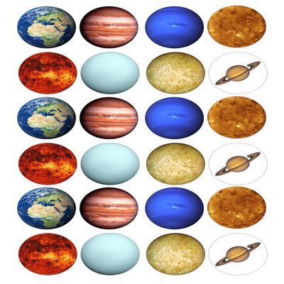 24 Planets edible Wafer Card rice paper pre cut Cupcake Toppers Cake