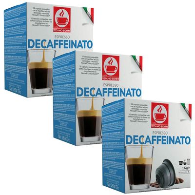 Bonini Decaf Coffee Pods, Dolce Gusto Compatible. 3 Pack Decaffeinated Coffee, Each Pack 16 Pods (Total 48)