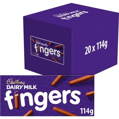 Cadbury Fingers Chocolate Biscuits, 114g (Pack of 20)