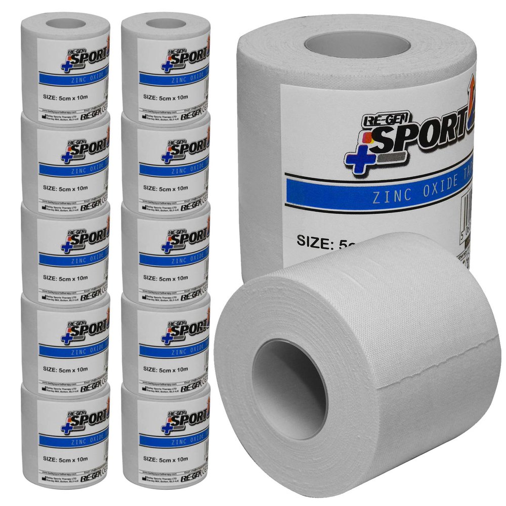 10 Piece Refill - RE-GEN Sport Premium First Aid Ankle Wrist Zinc Oxide Tape 5cm