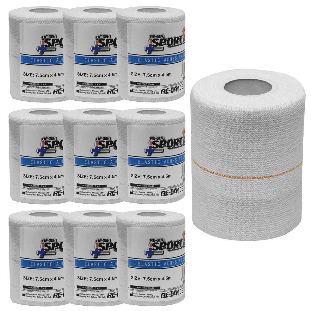 10 Piece Refill - RE-GEN Sport EAB Bandage Strapping Wrapping Tape, Wide 7.5cm