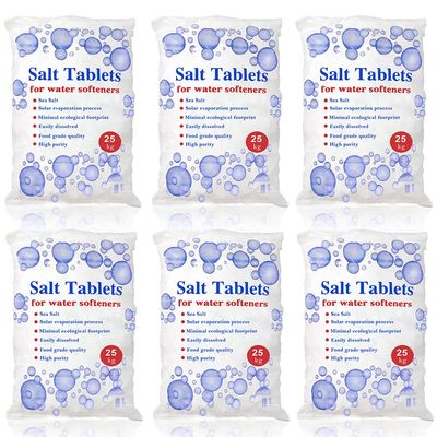 25 Kg Salt Tablets | Water Softener | Food Grade | Compatible to All Water Softner Machines 100% Genuine British Salt Tablet, Tablet Salt of Premium Quality (6 Bags)