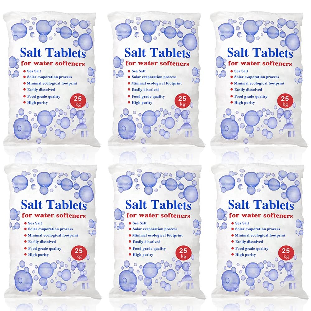 25 Kg Salt Tablets | Water Softener | Food Grade | Compatible to All Water Softner Machines 100% Genuine British Salt Tablet, Tablet Salt of Premium Quality (6 Bags)