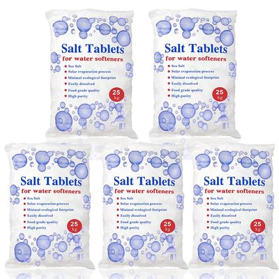 25 Kg Salt Tablets | Water Softener | Food Grade | Compatible to All Water Softner Machines ,Genuine British Salt Tablet, Tablet Salt of Premium Quality (5 Bags)